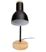 PLATINET stolní lampa MARMA E27, dřevěná základna, černá