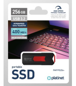 PLATINET přenosný SSD disk  USB 3.2 R/W UP TO 400MB/s 256GB černá