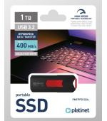 PLATINET přenosný SSD disk  USB 3.2 R/W UP TO 400MB/s 1TB černá