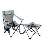 PLATINET KEMPINGOVÁ SESTAVA 2v1, SKLÁDACÍ STŮL / OPĚRKA NA NOHY + ŽIDLE ČERNO-MODRÁ