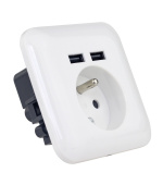 PLATINET ZÁSUVKA FRANCOUZSKÁ + 2 USB 2.1A Nabíječka