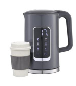 PLATINET RYCHLOVARNÁ KONVICE LCD 1,7L 5 TEPLOT + 450 ML CESTOVNÍ HRNEK, ŠEDÁ