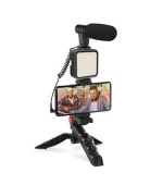 PLATINET Omega VLOG 4 V 1 SADA ( MIKROFON; SVĚTLO; DRŽÁK TELEFONU NA STATIVU) + 3,5 JACK NA USB C ADAPTÉR