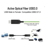 PremiumCord USB3.0 + 2.0 prodlužovací optický AOC kabel A/Male - A/Female 7m