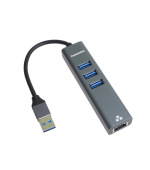PremiumCord adaptér USB3.0 -> LAN RJ45 ETHERNET 10/100/1000 MBIT + 3x USB3.0 port