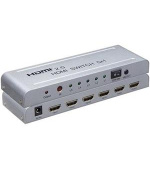 PremiumCord 4Kx2K@60Hz HDMI switch 5:1 kovový s dálkovým ovladačem a napájecím adaptérem
