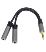 PremiumCord HQ Kabelová rozdvojka 3,5mm Jack Male - 2x Jack Female 15cm