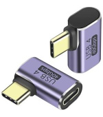 PremiumCord zahnutý 90° Adaptér USB-C Female - USB-C Male 40Gbps Aluminium