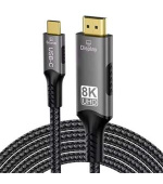PremiumCord USB-C na HDMI kabel 2m rozlišení obrazu 8K@60Hz,4K@144Hz Aluminium