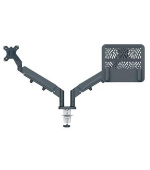LEITZ Duální prostorově úsporné rameno pro monitor a laptop ERGO tmv. šedé