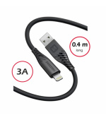 SWISSTEN DATOVÝ KABEL SOFT SILICONE USB-A / LIGHTNING 0,4 M ČERNÝ