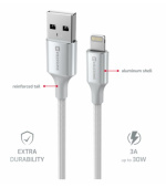 SWISSTEN DATOVÝ KABEL TEXTILE II USB / LIGHTNING 1,5 M BÍLÝ