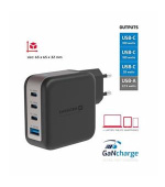 SWISSTEN SÍŤOVÝ ADAPTÉR GaN 3x USB-C 100W PD + 1x USB-A 18W QC ČERNÝ