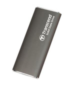 Transcend ESD265C 500GB, USB 10Gbps Type C, Externí SSD disk (3D NAND flash), kompaktní rozměry, stříbrný