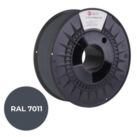 C-TECH tisková struna PREMIUM LINE ( filament ) , PLA, ocelová šedá, RAL7011, 1,75mm, 1kg
