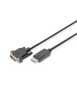 DIGITUS DisplayPort adaptérový kabel DP - DVI (24+1) M/M, 3,0 m, s blokováním, kompatibilní s DP 1.1a, CE