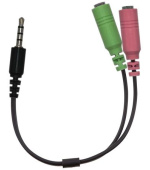 Genius ACC-100 , Redukce, zástrčka 3,5mm jack - 2x zásuvka 3,5mm jack, pro headsety, 24cm, černá