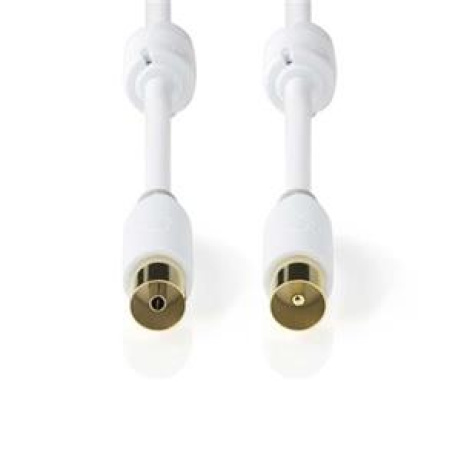 Nedis CSBW40015WT50 - Koaxiální Kabel 100 dB | IEC (Koaxiální) Zástrčka - IEC (Koaxiální) Zásuvka | 5 m | Bílá barva