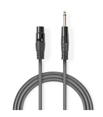 Nedis COTG15120GY100 - Nevyvážený XLR Audiokabel | XLR 3pinová Zásuvka – 6,35mm Zástrčka | 10 m | Šedá barva