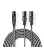 Nedis COTH15020GY15 - Vyvážený XLR Audiokabel | 2x XLR 3pinová Zástrčka – XLR 3pinová Zásuvka | 1,5 m | Šedá barva