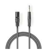 Nedis COTH15100GY15 - Vyvážený XLR Audiokabel | XLR 3pinová Zástrčka – 6,35mm Zástrčka | 1,5 m | Šedá barva