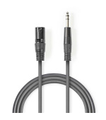 Nedis COTH15100GY30 - Vyvážený XLR Audiokabel | XLR 3pinová Zástrčka – 6,35mm Zástrčka | 3 m | Šedá barva