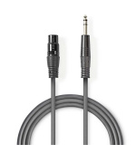 Nedis COTH15110GY15 - Vyvážený XLR Audiokabel | XLR 3pinová Zásuvka – 6,35mm Zástrčka | 1,5 m | Šedá barva