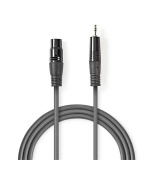 Nedis COTH15300GY15 - XLR Audiokabel | XLR 3pinová Zástrčka – 3,5mm Zástrčka | 1,5 m | Šedá barva