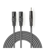 Nedis COTH15310GY15 - XLR Audiokabel | 2x XLR 3pinová Zástrčka – 3,5mm Zástrčka | 1,5 m | Šedá barva