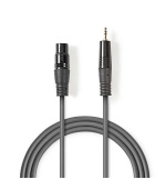 Nedis COTH15320GY10 - Vyvážený XLR Audiokabel | XLR 3pinová Zásuvka – 3,5mm Zástrčka | 1 m | Šedá barva