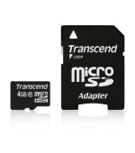 Transcend 4GB microSDHC (Class 10) paměťová karta (s adaptérem)