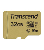 Transcend 32GB microSDHC 500S UHS-I U3 V30 (Class 10) MLC paměťová karta (s adaptérem), 95MB/s R, 55MB/s W