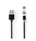 Nedis CCGB60630BK20 - USB 2.0 kabel | USB Micro-B Zástrčka / USB-C™ Zástrčka | 10 W | 2.00 m | Kulatý | Černá
