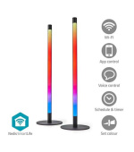 Nedis WIFILD10RGBW - Stolní Světlo| Wi-Fi | Tube | 600 lm | RGBIC / Teplé až chladné bílé | 2700 - 6500 K | 36 W | Kov