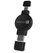 CONNECT IT WatchTravelCharge bezdrátová nabíječka Qi (Apple,Samsung) USB-A/USB-C, ČERNÁ