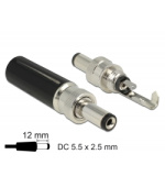Delock Konektor DC 5,5 x 2,5 mm s délkou 12,0 mm samec