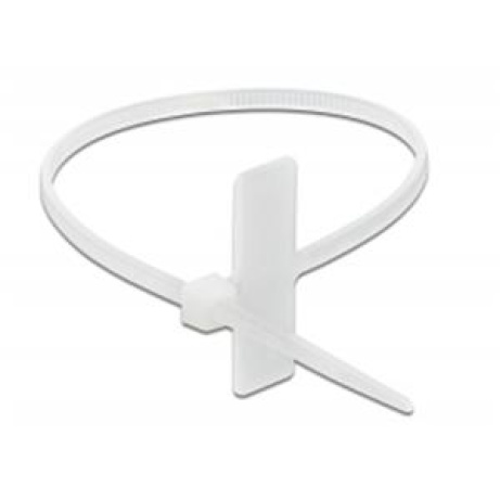 Delock Kabelový úvazek se štítkovou visačkou, D 100 x Š 2,5 mm, bílý, 10 ks