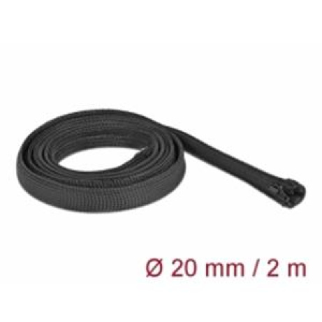 Delock Opletené opláštení se zipovým uzáverem, 2 m x 20 mm, cerné