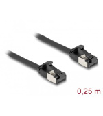 Delock Kabel RJ45 ze zástrčky na zástrčku, Cat.8.1, ohebný, 0,25 m, černý