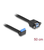 Delock Kabel USB 5 Gbps ze zásuvkového pinového konektoru, na 2 x zásuvky rozhraní USB 5 Gbps Typ-A, k  vestavění, 50 cm