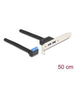 Delock Záslepka slotu z 1 x pinového zásuvkového konektoru rozhraní USB 5 Gbps, 90°, pravoúhlý, na 2 x zásuvky USB 5 Gbps Typ-A