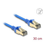 Delock Síťový kabel RJ45, Cat.8.1, F/FTP, tenký, 0,3 m, modrý