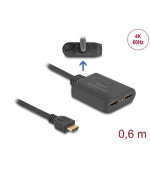 Delock HDMI Splitter 1 x vstupní HDMI na 2 x výstupní HDMI 4K 60 Hz, se zařízením na snížení měřítka