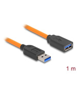 Delock USB 5 Gbps kabel, ze zástrčky USB Typu-A na samice USB Typu-A, k focení s tetheringem, 1 m, oranžový