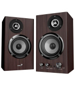 Genius SP-HF1812BT Reproduktory, 2.0, 50W, Bluetooth 5.3, 3,5mm jack, dřevěné, tmavě hnědé