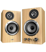 Genius SP-HF1812BT Reproduktory, 2.0, 50W, Bluetooth 5.3, 3,5mm jack, dřevěné, světle hnědé