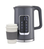 PLATINET RYCHLOVARNÁ KONVICE LCD 1,7L 5 TEPLOT + 450 ML CESTOVNÍ HRNEK, ŠEDÁ
