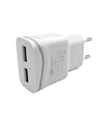 Nabíječka USB C-TECH UC-02, 2x USB, 2,1A, bílá