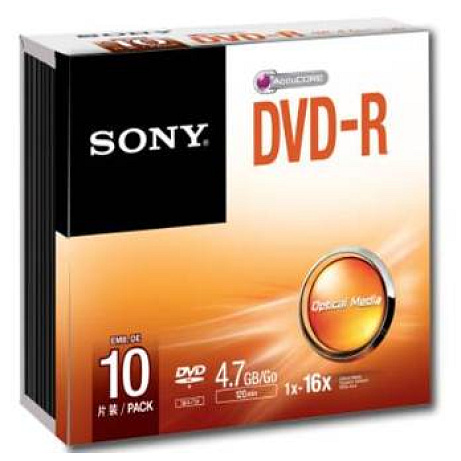 Média DVD-R SONY DMR-47; 4.7GB; 16x; 10ks SLIM