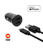 Autonabíječka FIXED, 2xUSB, USB/Lightning kabel